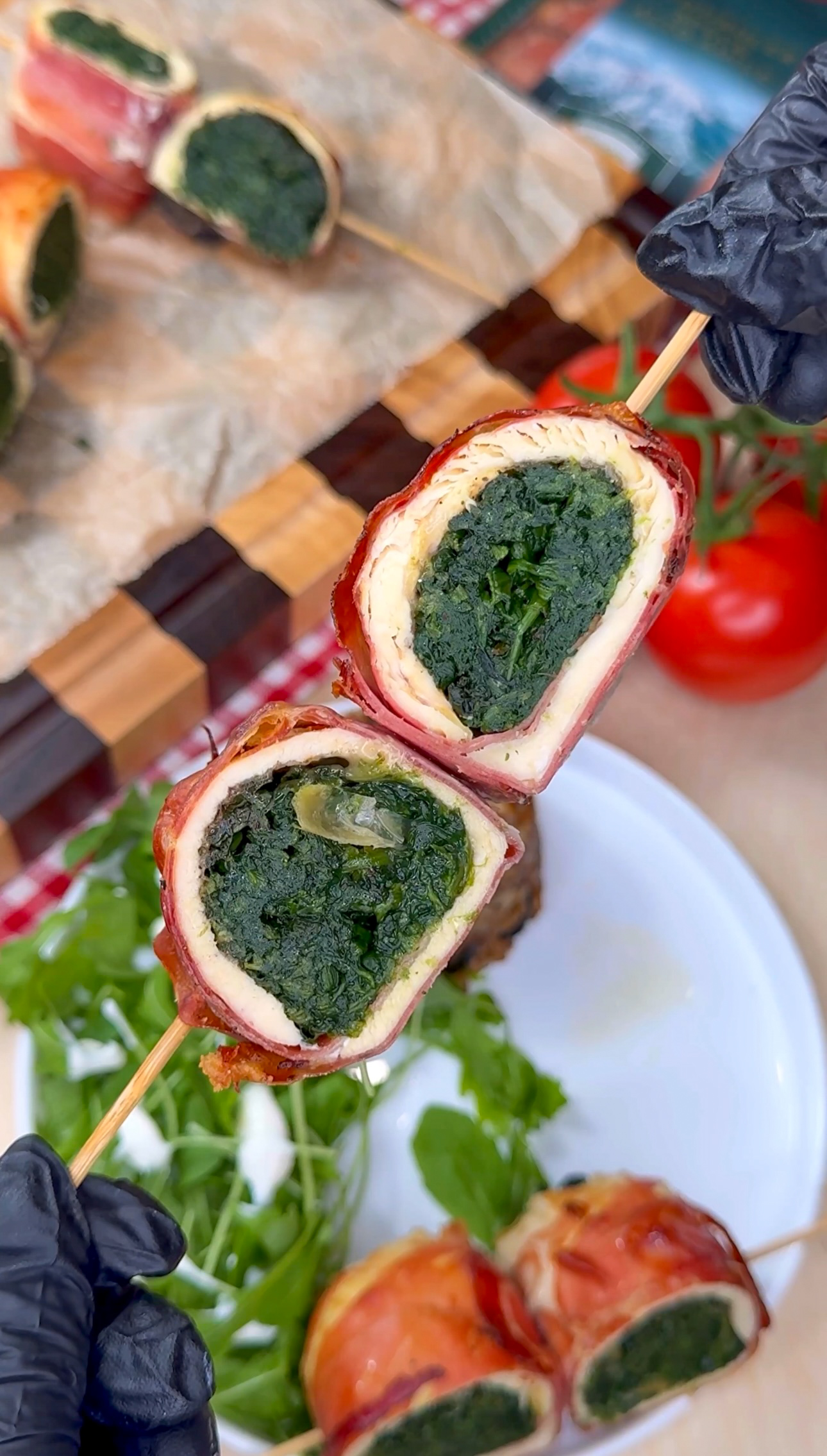 SPIEDINI DI POLLO & SPINACI IN FRIGGITRICE AD ARIA